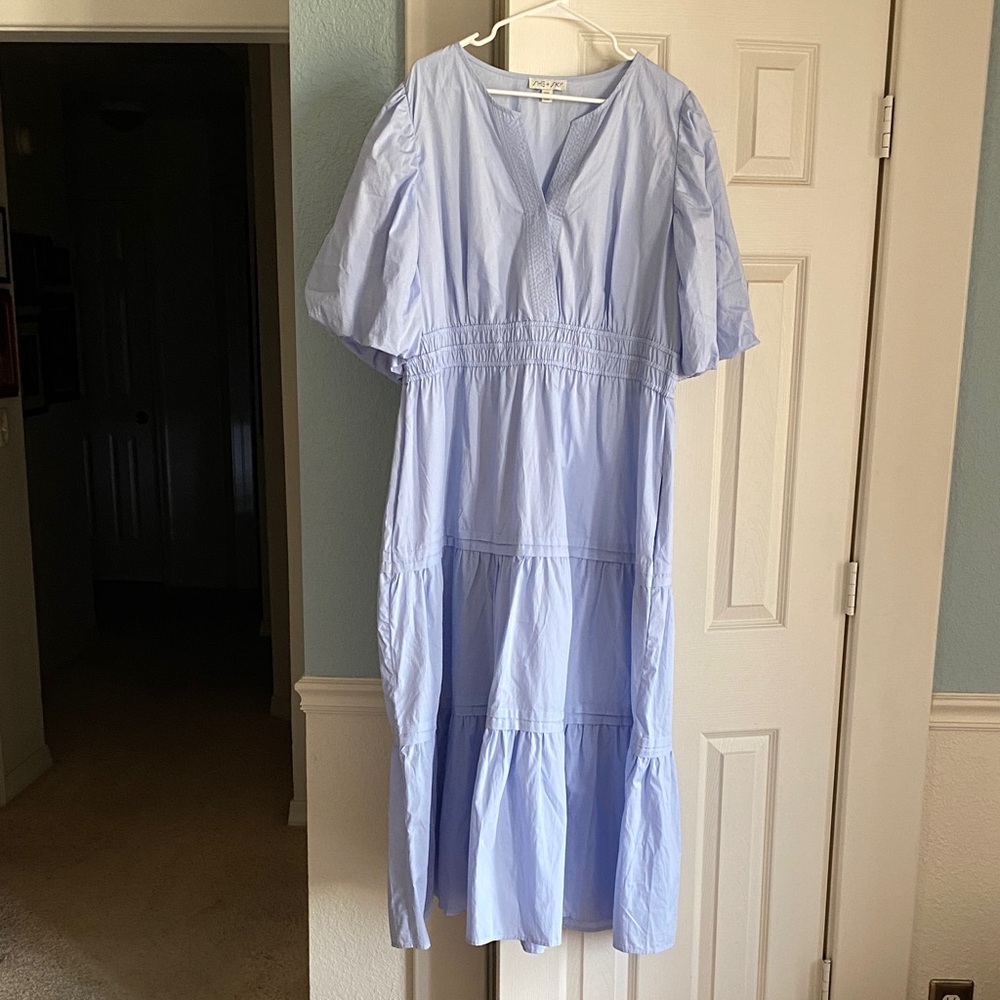 ⚡️She + Sky blue tiered ruffle dress